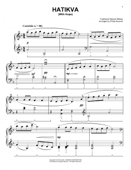 page one of Hatikvah (With Hope) [Classical version] (arr. Phillip Keveren) (Easy Piano)