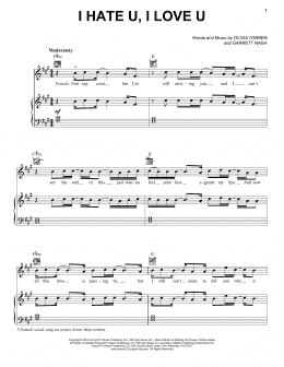 page one of I Hate U, I Love U (Piano, Vocal & Guitar Chords (Right-Hand Melody))