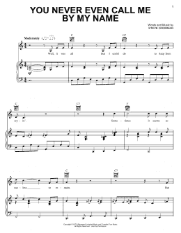 page one of You Never Even Call Me By My Name (Piano, Vocal & Guitar Chords (Right-Hand Melody))