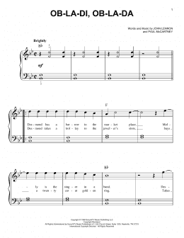 page one of Ob-La-Di, Ob-La-Da (Very Easy Piano)