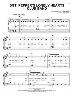 page one of Sgt. Pepper's Lonely Hearts Club Band (Easy Piano)