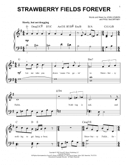page one of Strawberry Fields Forever (Very Easy Piano)