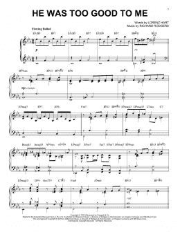 page one of He Was Too Good To Me [Jazz version] (arr. Brent Edstrom) (Piano Solo)