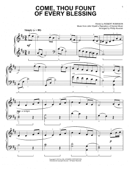 page one of Come, Thou Fount Of Every Blessing [Classical version] (arr. Phillip Keveren) (Easy Piano)