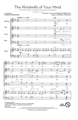 page one of The Windmills Of Your Mind (arr. Paris Rutherford) (SATB Choir)