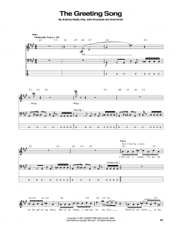 page one of The Greeting Song (Bass Guitar Tab)