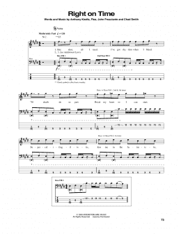 page one of Right On Time (Bass Guitar Tab)