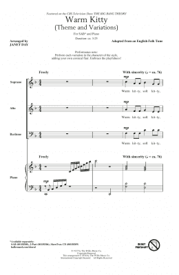 page one of Warm Kitty (arr. Janet Day) (SAB Choir)