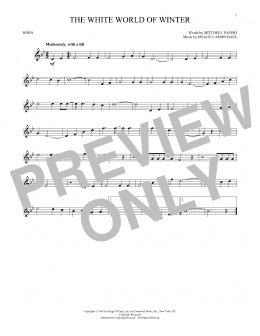 page one of The White World Of Winter (French Horn Solo)