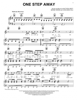 page one of One Step Away (Piano, Vocal & Guitar Chords (Right-Hand Melody))