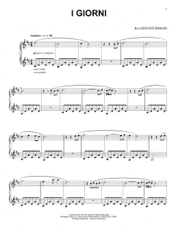page one of I Giorni (Piano Solo)