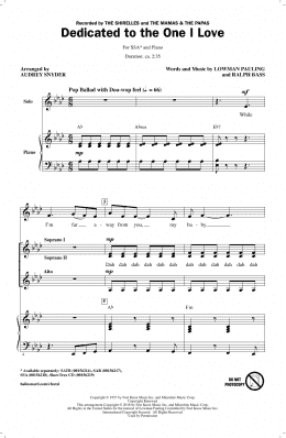 page one of Dedicated To The One I Love (SSA Choir)