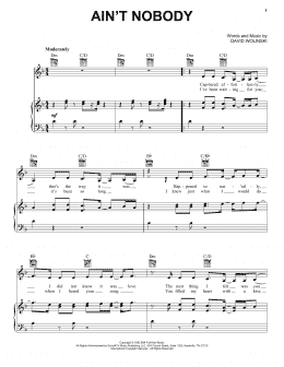 page one of Ain't Nobody (Piano, Vocal & Guitar Chords (Right-Hand Melody))