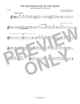 page one of The Second Star To The Right (from Peter Pan) (Flute Solo)