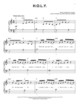 page one of H.O.L.Y. (Easy Piano)