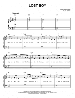 page one of Lost Boy (Easy Piano)