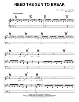 page one of Need The Sun To Break (Piano, Vocal & Guitar Chords (Right-Hand Melody))