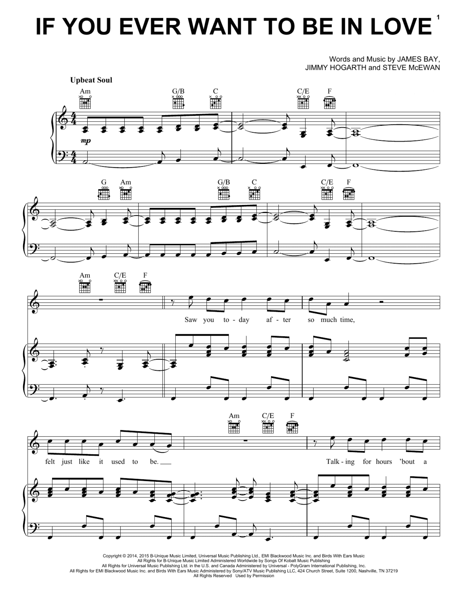 If You Ever Want To Be In Love (Piano, Vocal & Guitar Chords (Right-Hand Melody))