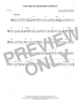 page one of On Green Dolphin Street (Cello Solo)