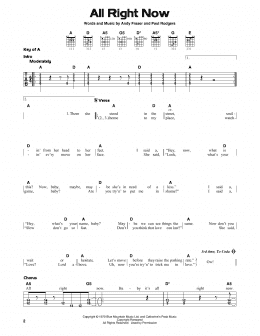page one of All Right Now (Guitar Lead Sheet)