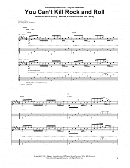page one of You Can't Kill Rock And Roll (Guitar Tab)