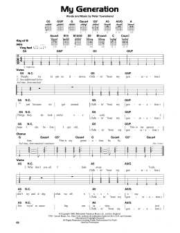 page one of My Generation (Guitar Lead Sheet)