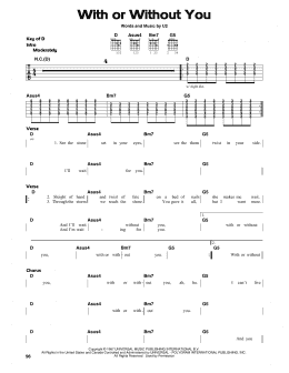 page one of With Or Without You (Guitar Lead Sheet)