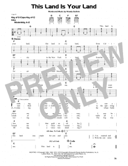 page one of This Land Is Your Land (Guitar Lead Sheet)