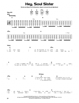 page one of Hey, Soul Sister (Guitar Lead Sheet)
