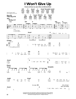 page one of I Won't Give Up (Guitar Lead Sheet)