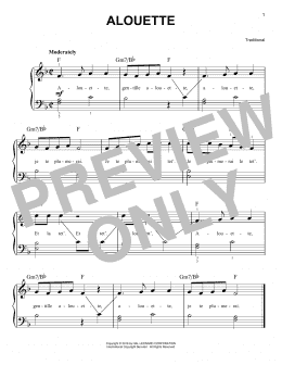 page one of Alouette (Easy Piano)