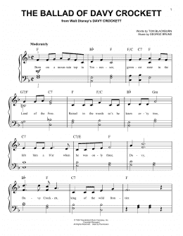 page one of The Ballad Of Davy Crockett (from Davy Crockett) (Easy Piano)