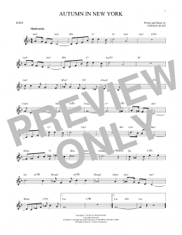 page one of Autumn In New York (French Horn Solo)