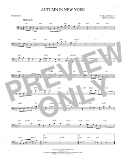 page one of Autumn In New York (Trombone Solo)