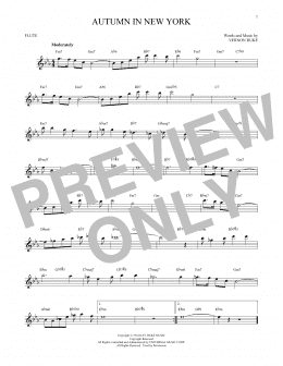 page one of Autumn In New York (Flute Solo)