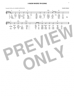 page one of I Know Where I'm Goin' (Lead Sheet / Fake Book)