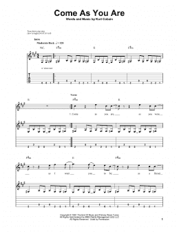 page one of Come As You Are (Easy Guitar Tab)