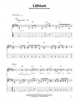 page one of Lithium (Easy Guitar Tab)