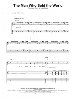 page one of The Man Who Sold The World (Easy Guitar Tab)