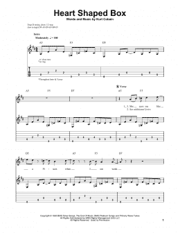 page one of Heart Shaped Box (Easy Guitar Tab)