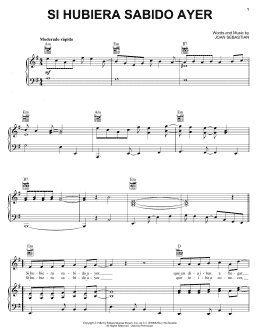 page one of Si Hubiera Sabido Ayer (Piano, Vocal & Guitar Chords (Right-Hand Melody))