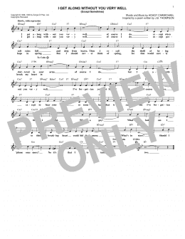 page one of I Get Along Without You Very Well (Except Sometimes) (Lead Sheet / Fake Book)