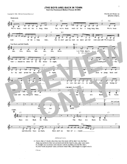 page one of (The Boys Are) Back In Town (Lead Sheet / Fake Book)