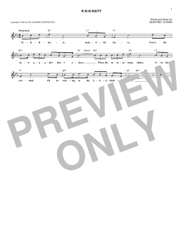 page one of K-K-K-Katy (Lead Sheet / Fake Book)