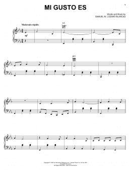 page one of Mi Gusto Es (Piano, Vocal & Guitar Chords (Right-Hand Melody))