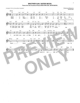 page one of Brother Sun, Sister Moon (Lead Sheet / Fake Book)
