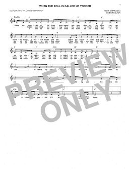 page one of When The Roll Is Called Up Yonder (Lead Sheet / Fake Book)