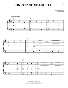 page one of On Top Of Spaghetti (Very Easy Piano)