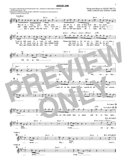page one of Angeline (Lead Sheet / Fake Book)