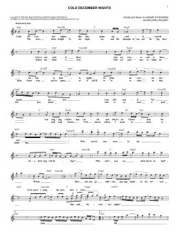 page one of Cold December Nights (Lead Sheet / Fake Book)